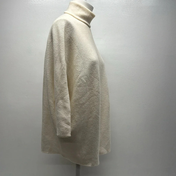 Blumarine Sweater Turtleneck Blouse Knit Top 3/4 Sleeve Boxy Cream Ivory OS * - Picture 2 of 7